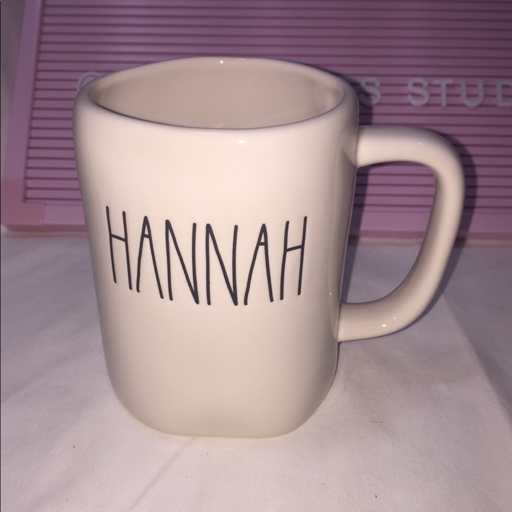 Rae Dunn HANNAH ceramic white mug inlaid letters